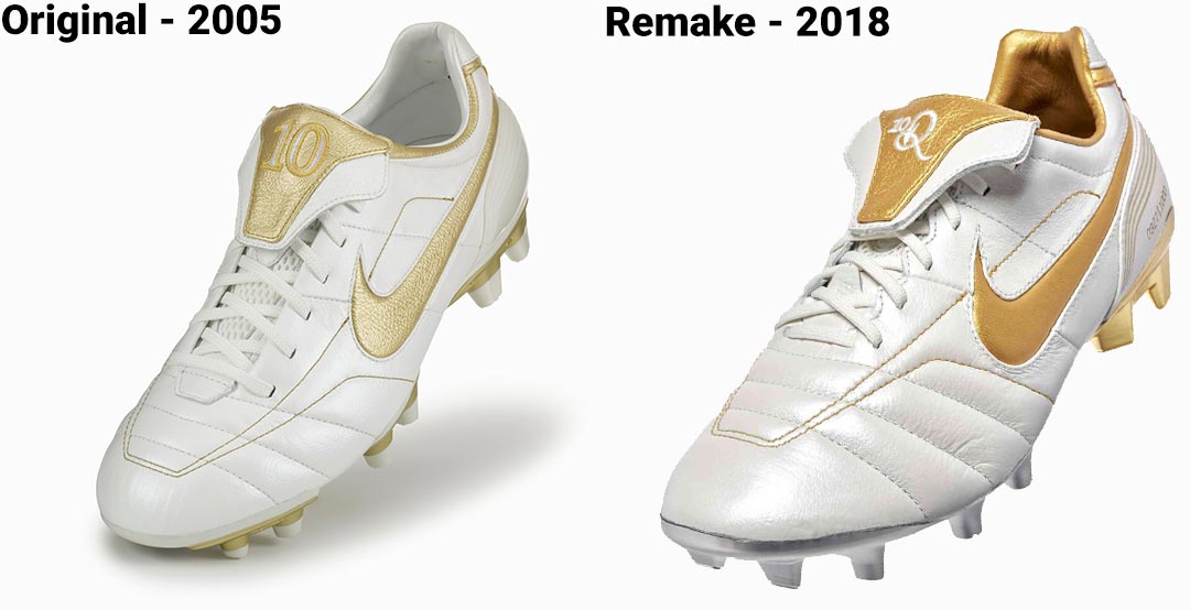 Nike Air Legend Tiempo Ronaldinho 2018 Remake vs 2005 Original